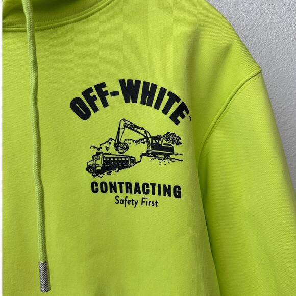 Off-White Contracting Graphic Print Hoodie Lime/Yellow Unisex S - Picture 2 of 15